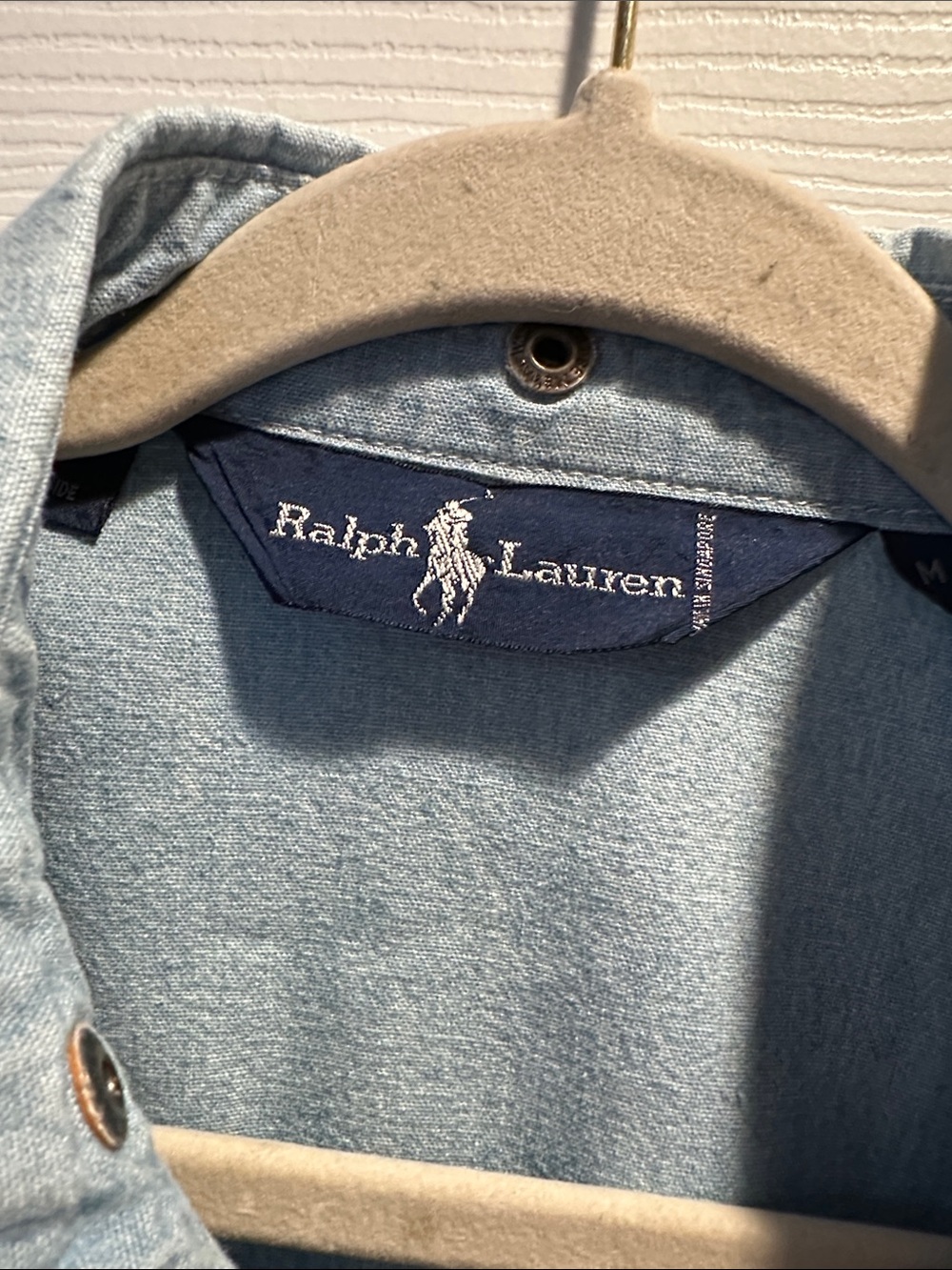 Vintage Ralph Lauren Polo Pony Chambray Denim Zip Front Jacket M Prep - Picture 2 of 8